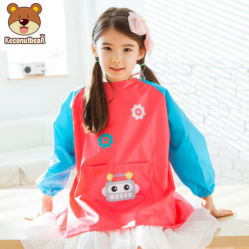 Cartoon Baby Bibs Waterproof Long Sleeve Apron Feeding Smock Bib Kids Apron Painting Drawing Coat for Children Birthday Gift
