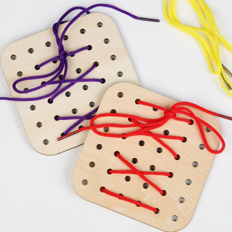 Wooden Montessori Teaching Aid Geometry Rope Threading Games Children'S Early Education Thinking Training Board Educational Toys