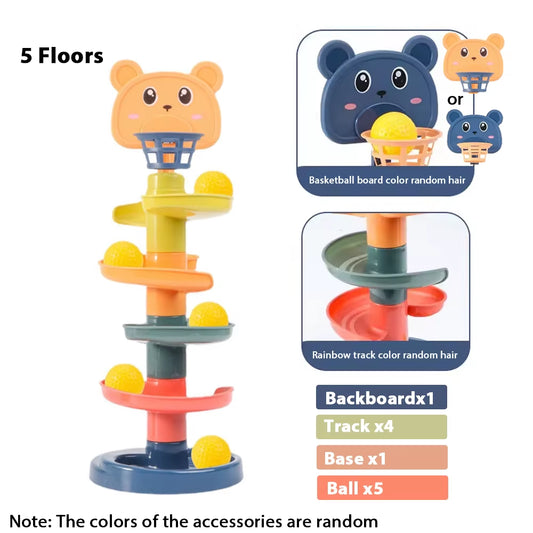 5/7 Layes Track Rolling Ball Pile Tower Early Educational Toy for Babies Rotating Track Educational Stacking Toy for Kids Gift