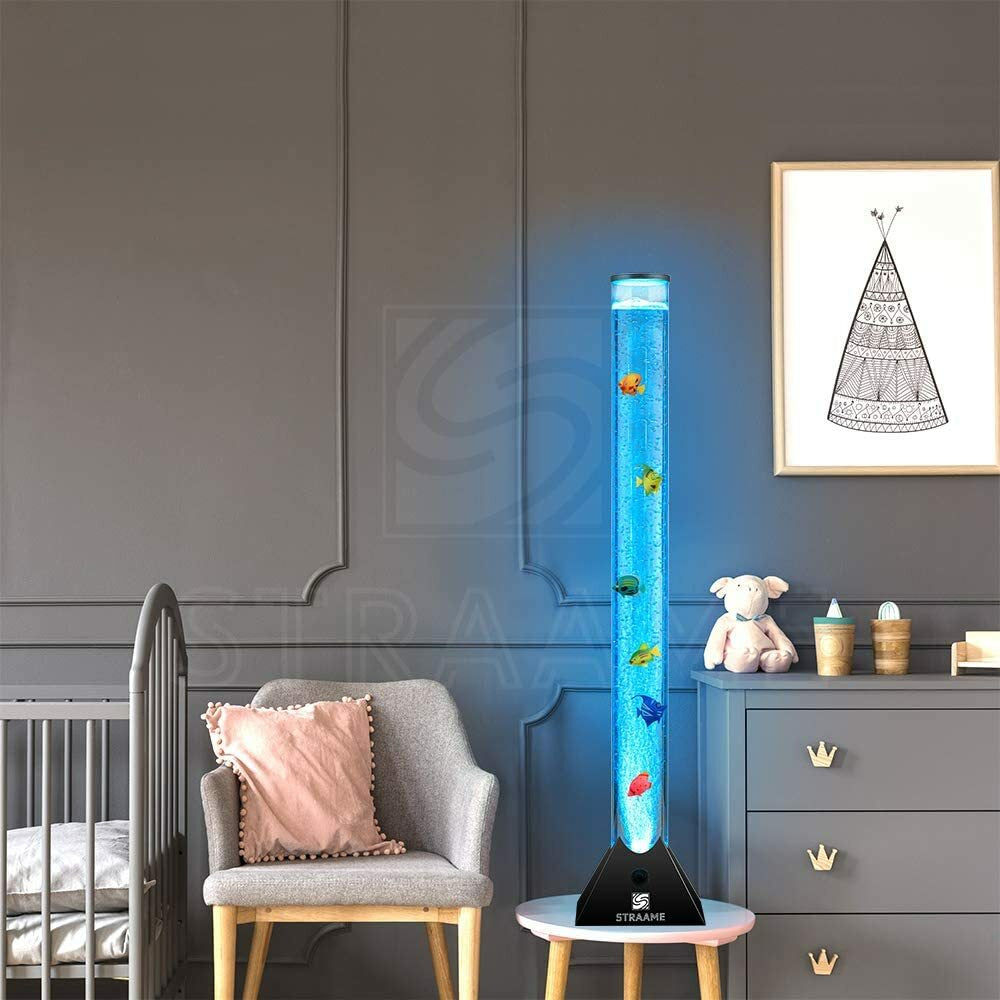 Extra Large 90Cm Colour Changing LED Sensory Bubble Tube Lamp Black Fish Water