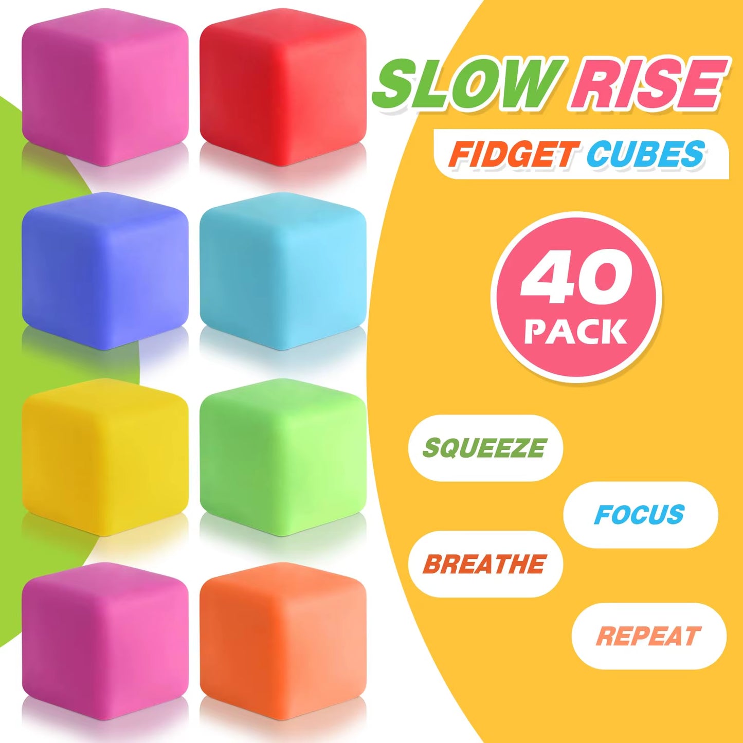 5-40Pcs Slow Rising Stress Cube Fidget Toys, Squishy Balls Sensory Fidget Toys for Kids Adults, Square Shape Fidgets