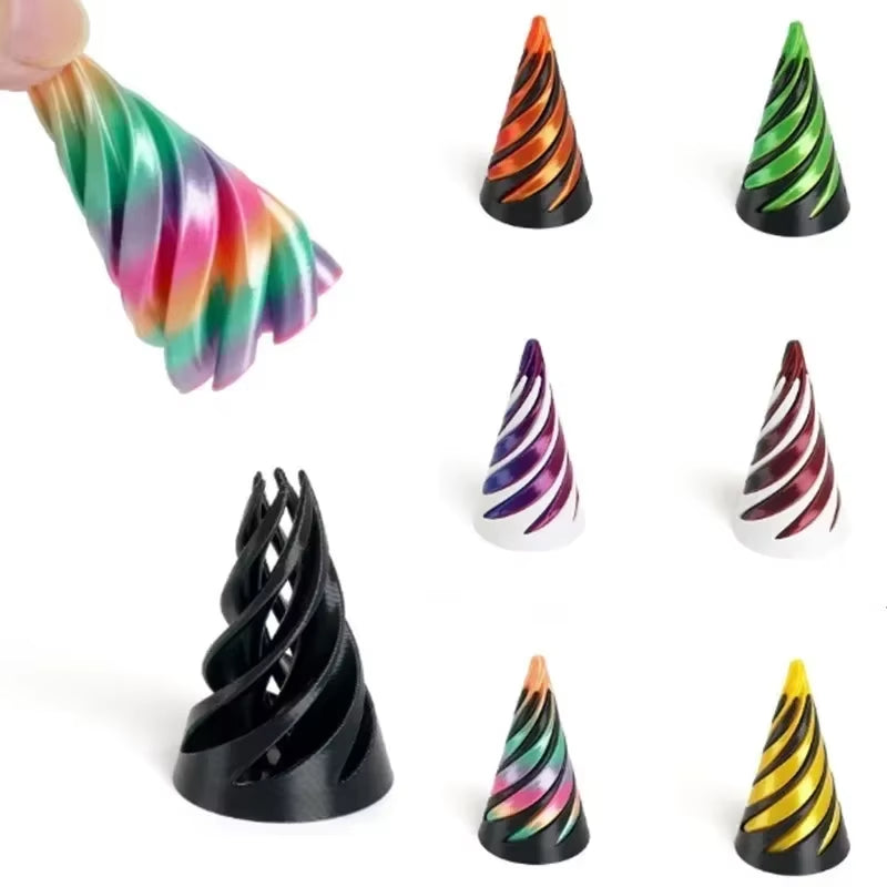 3D Printed Spiral Fidget Toys Decompression Spinning Three-Dimensional Structure Fingertip Dual Color Stress Relief Toy