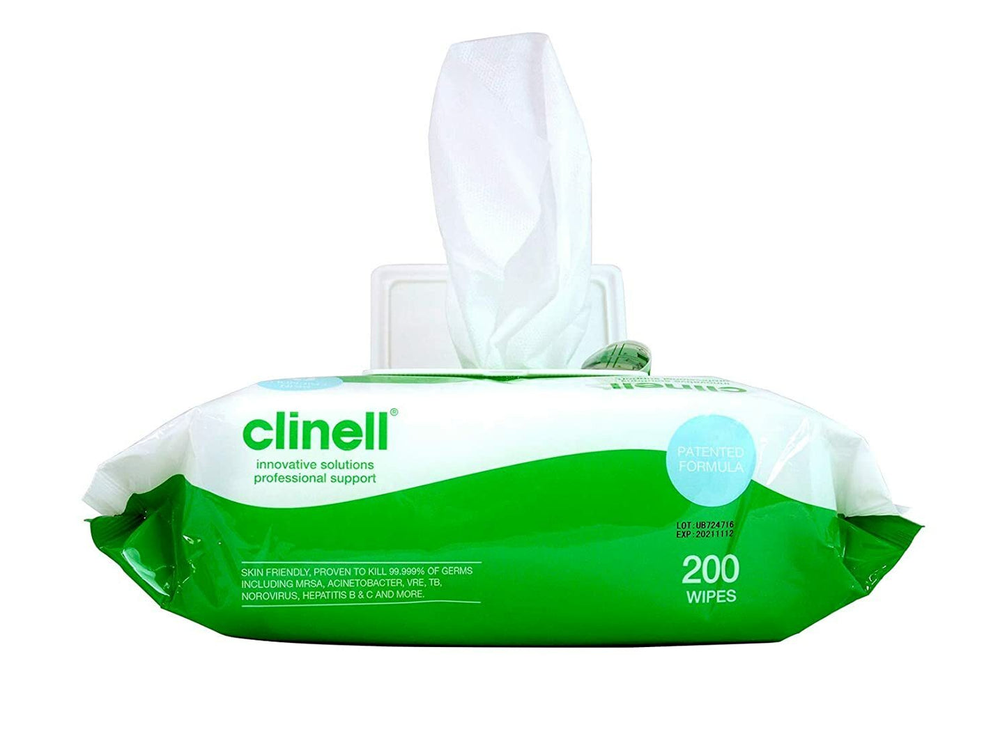 2 X CLINELL WIPES ANTIBACTERIAL WET WIPES KILLS 99.9% GERMS 200 WIPES per PACK