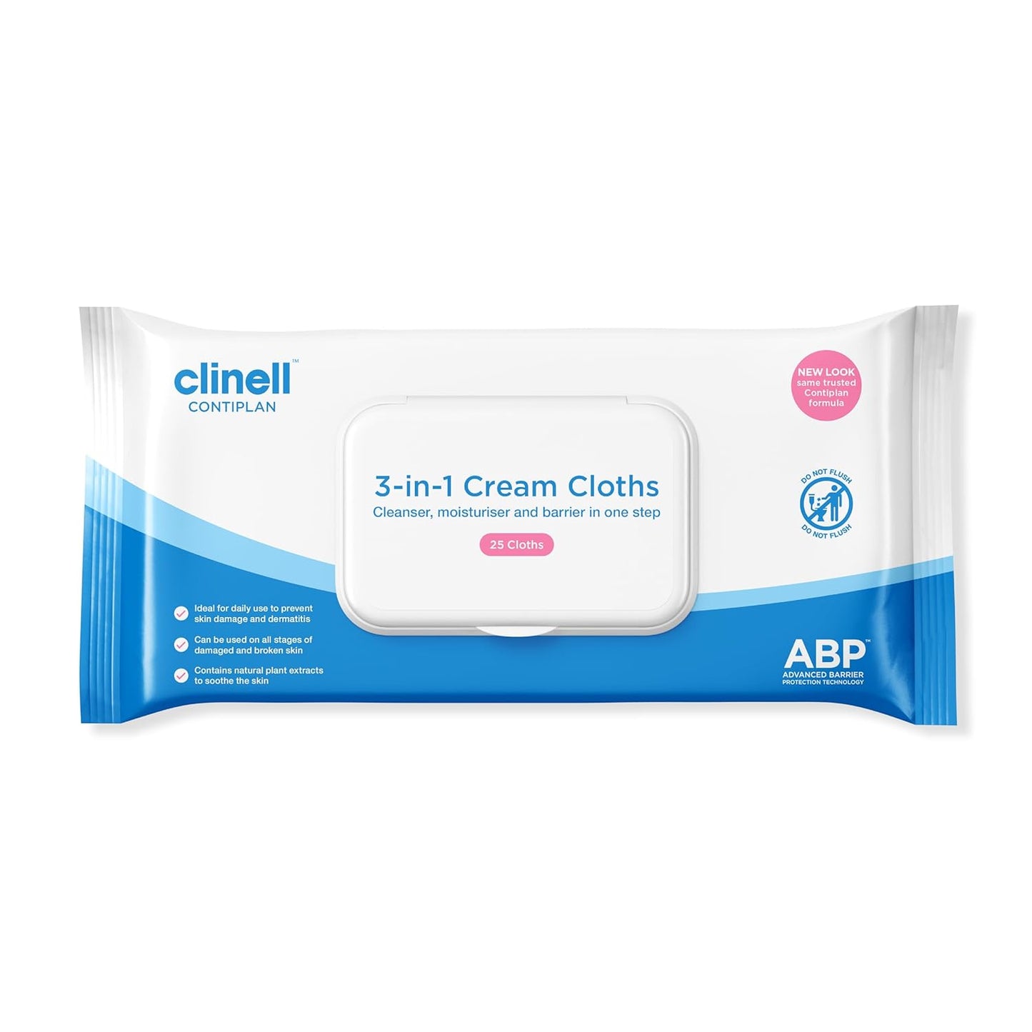 CONTIPLAN Incontinence Cleansing Cloths with Barrier Pack of 1 (25 Cloths)