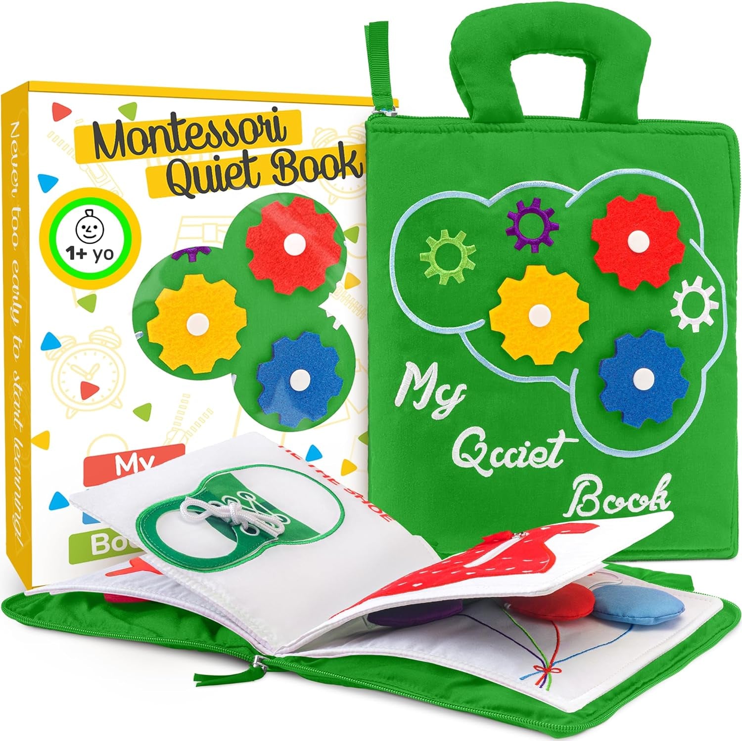 Montessori Busy Book Toddler Travel Toys 1-3, Activity Quiet Book Airplane Travel Toys for Toddlers 1-3, Busy Board with Car and Plane Activities, Boys & Girls