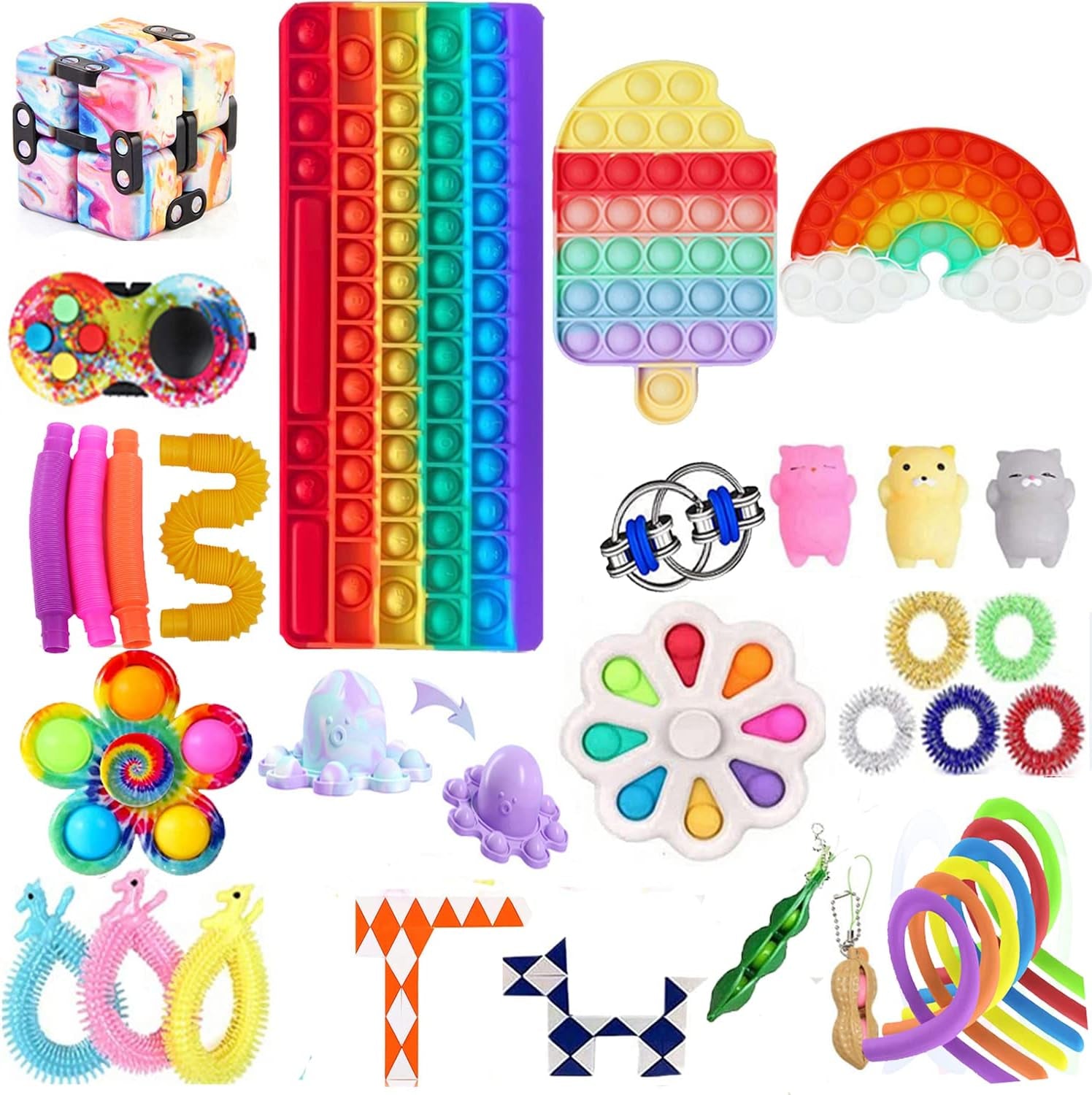 35 Pcs Fidget Toy Set,Fidget Toy Pack Figit Toys Packages Sensory Toys Figetsss Toys Sets,Stress Anxiety Relief Toys for ADHD6