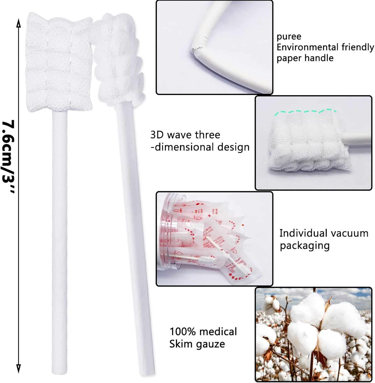 30 Pcs Baby Oral Cleaner Disposable Soft Gauze Infant Toothbrush, First Toothbrush Oral Gum Cleaning Stick Dental Care for Mouth Tongue Cleaning