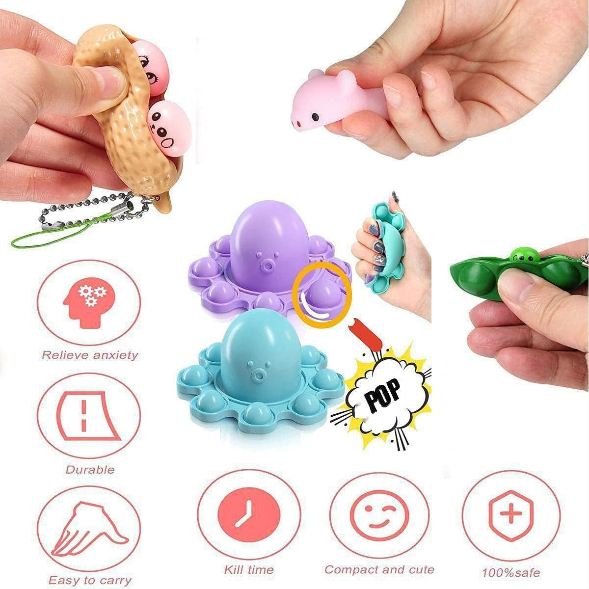 35 Pcs Fidget Toy Set,Fidget Toy Pack Figit Toys Packages Sensory Toys Figetsss Toys Sets,Stress Anxiety Relief Toys for ADHD6