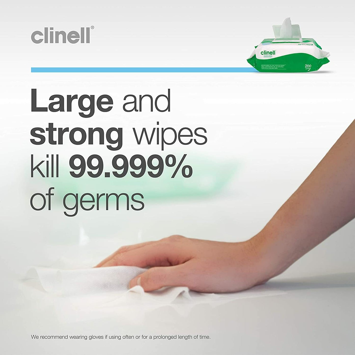 2 X CLINELL WIPES ANTIBACTERIAL WET WIPES KILLS 99.9% GERMS 200 WIPES per PACK