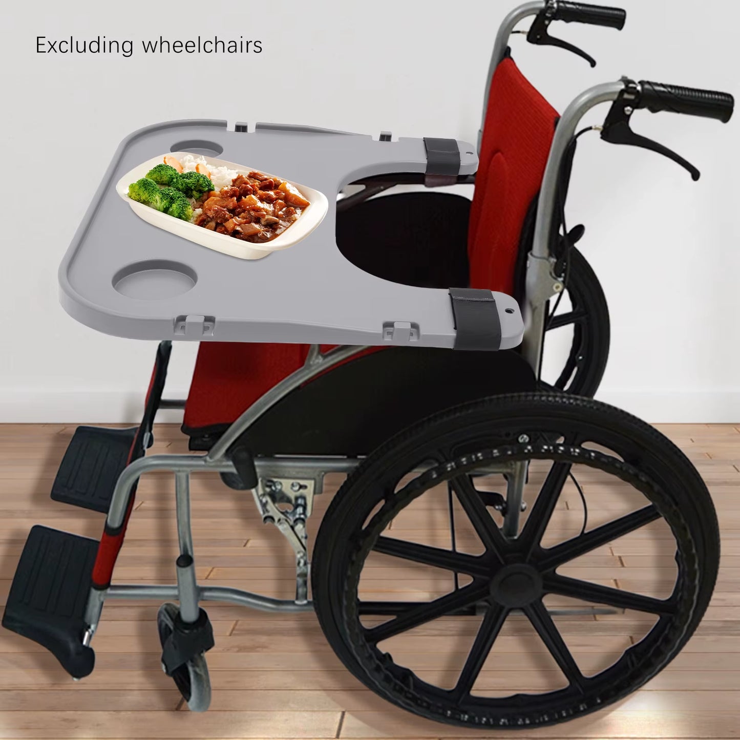 Wheelchair Lap Tray 80KG Load Adjustable & Removable Table Board W/ 2 Cup Holders Universal Fit Wheelchair Accessories