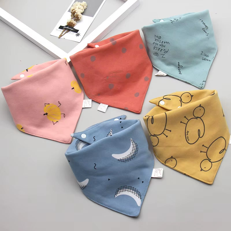 5 Pcs/Lot Baby Bandana Bibs Scarf Burp Cloths Saliva for Newborn Infant Toddler Boys Girls Kids Cartoon Triangle Cotton Bib