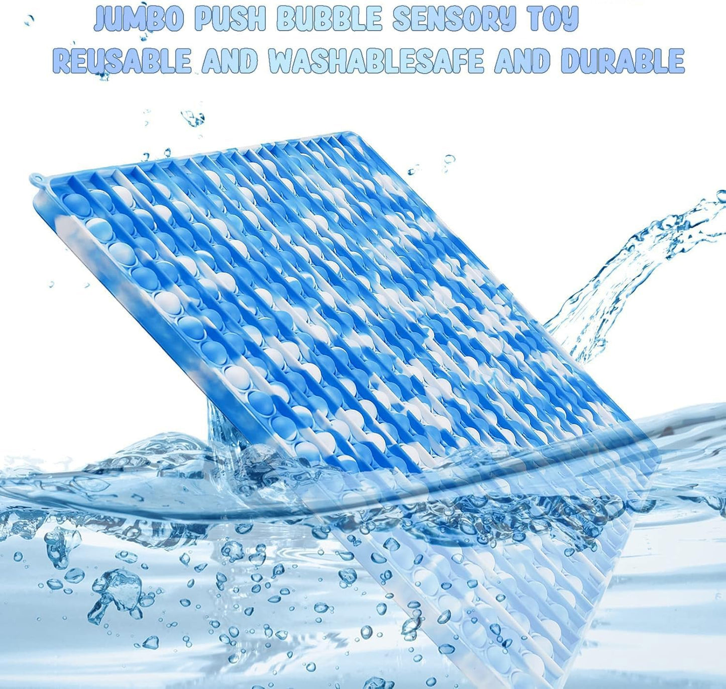 400 Bubbles Giant Fidget Toys for Kids Teens Adults, Big Jumbo 16 Inch Blue Square Sensory Toy for Kids 3-5 4-8 5-7 Boys Girls Birthday Gifts Party Favors Classroom Prizes