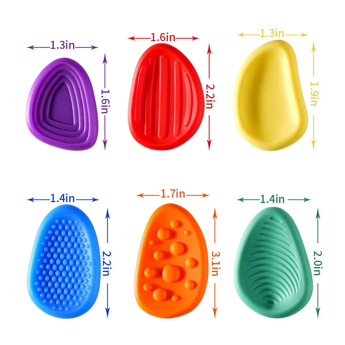 6Pcs Fidget Toys Sensory Stone for Kids Textured Soft Worry Stone for Autism Quiet Fidgets Stress Items Anxiety Relief Gift