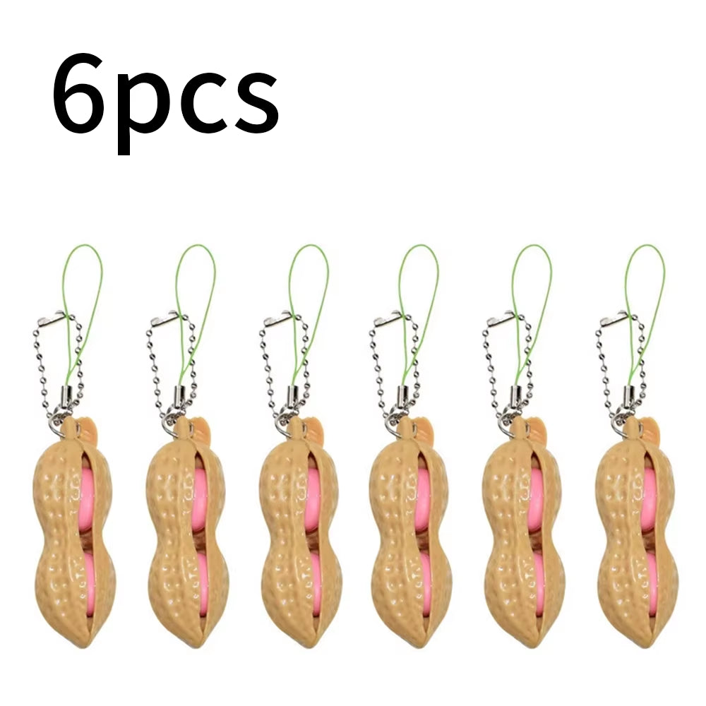 Peanut Fidget Squishy Squeeze Toy for Kids Adults Creative Fun Keychain Gift Portable Decompression Peanuts Stress Relief Toys