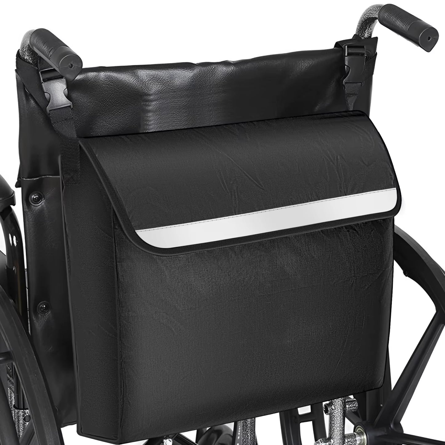 Wheelchair Bag Waterproof Wheelchair Pouch with Secure Reflective Strip Large Capacity Multifunctional Disabled Aid Carry Bag