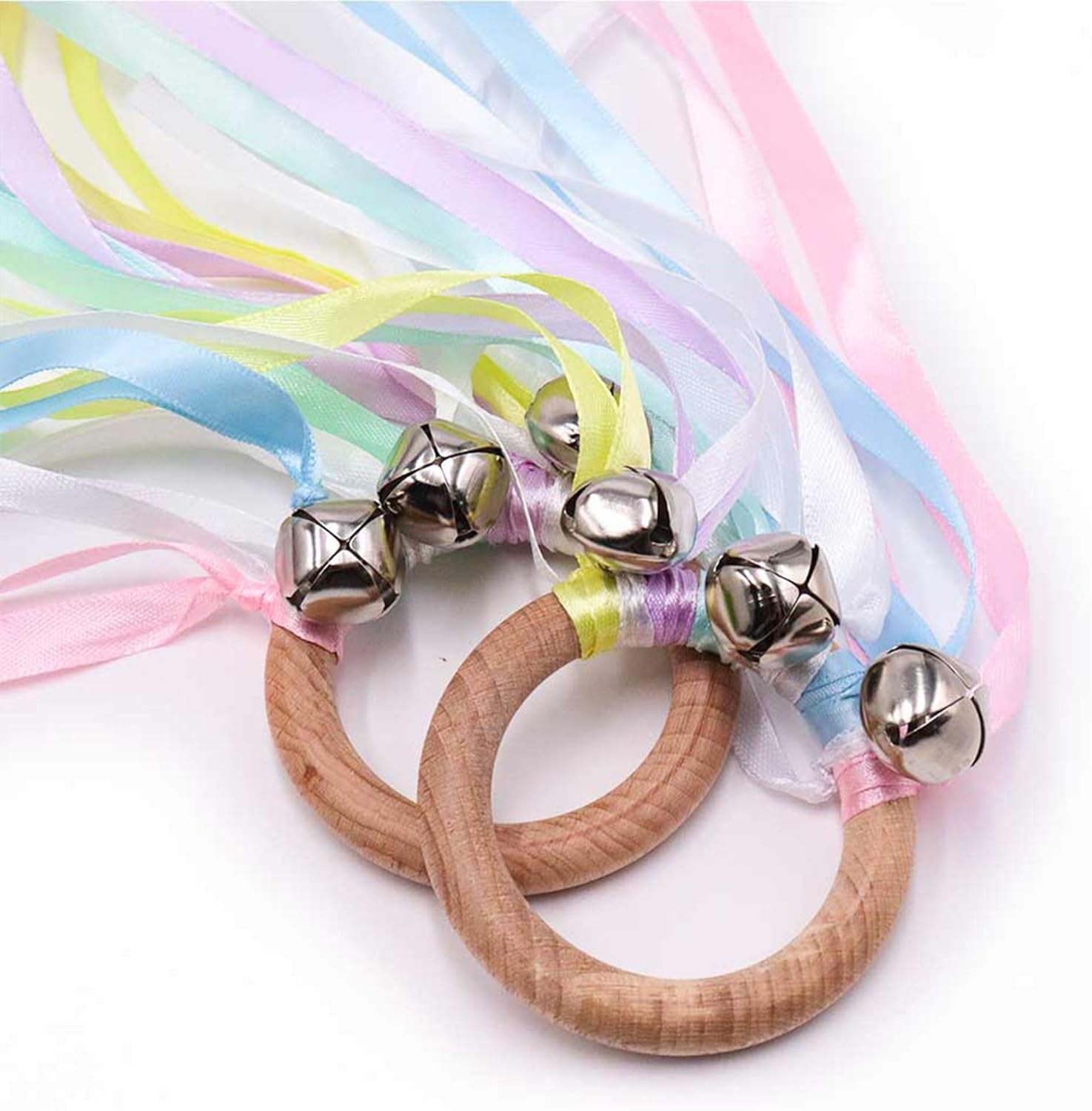 Montessori Hand Kite | Baby Sensory Ribbon Toy | Waldorf Wooden Toys for Toddlers | Rainbow