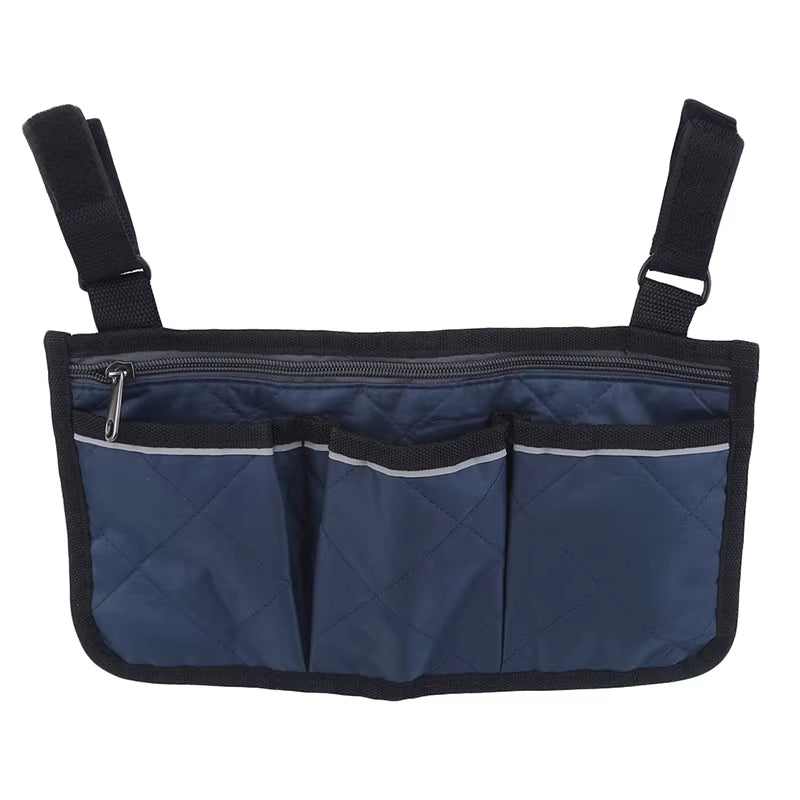 Wheelchair Bag Waterproof Pouch with Secure Reflective Strip Large Capacity Walker Storage Multifunctional