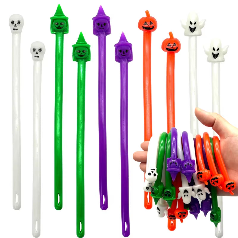 10Pcs Halloween Party Favor Toy Pumpkin Stretchy Fidget Toy Colorful Sensory Stress Fidget Toys for Kids Adults Stress Relief