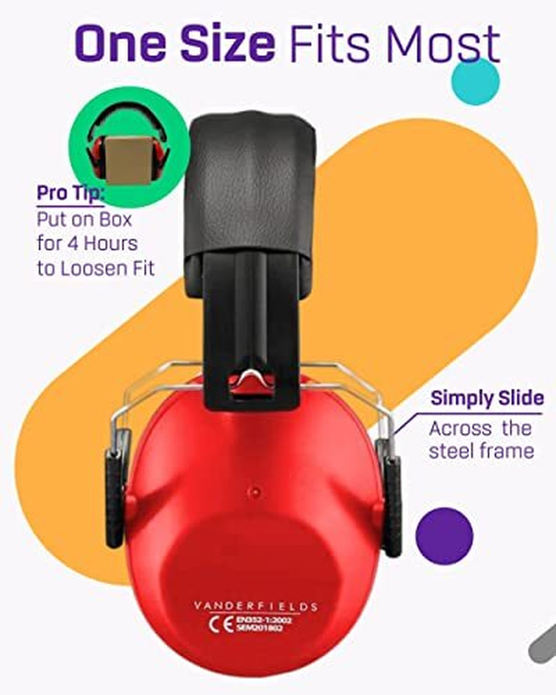 Kids Ear Defenders Children | Noise Cancelling Headphones | Red