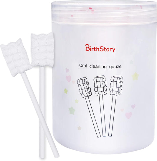 30 Pcs Baby Oral Cleaner Disposable Soft Gauze Infant Toothbrush, First Toothbrush Oral Gum Cleaning Stick Dental Care for Mouth Tongue Cleaning