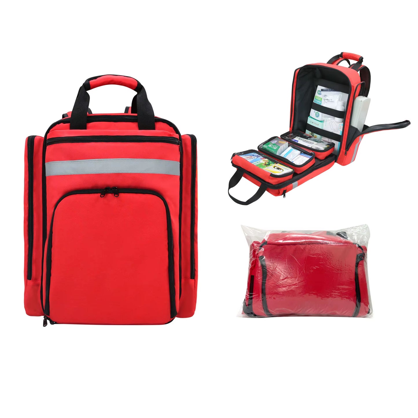 Outdoor Emergency First Aid Medical Bag Foldable and Lightweight Backpack Large Capacity Sorted Storage Survival Kits Bags