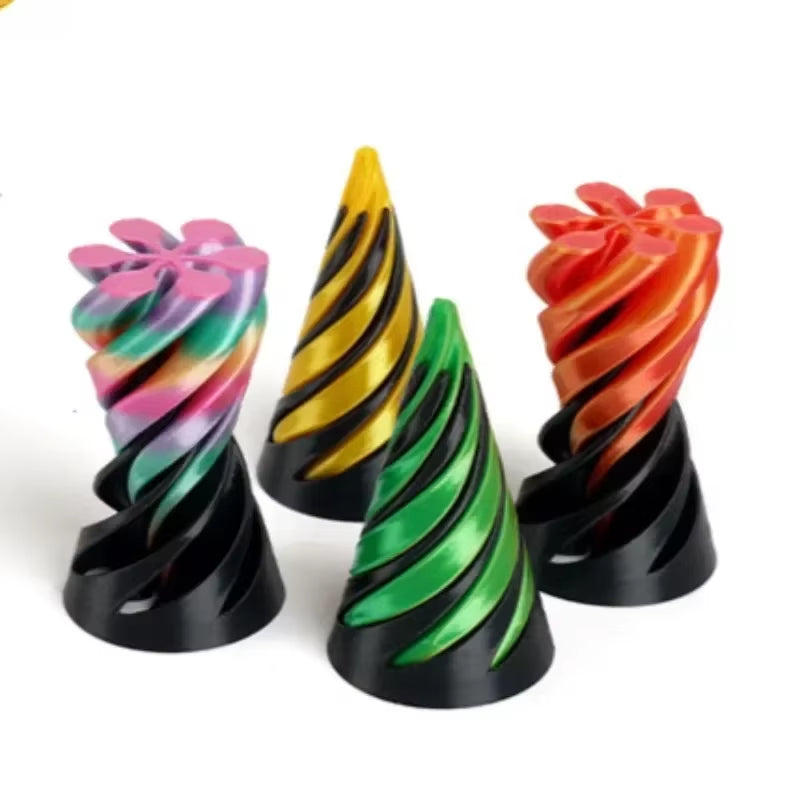3D Printed Spiral Fidget Toys Decompression Spinning Three-Dimensional Structure Fingertip Dual Color Stress Relief Toy
