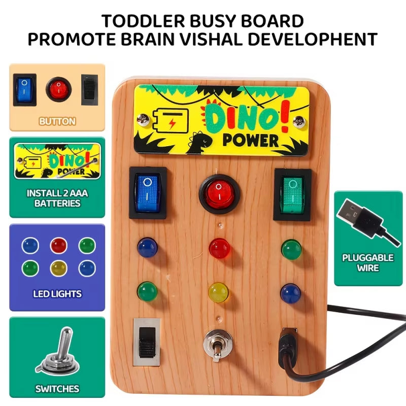 Children'S Montessori LED Light Busy Board Simulation Switch Power Board Light Button Intelligence Early Education Learning Toys