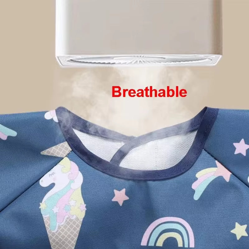 Waterproof Overalls Coverall Baby Feeding Table Highchair Baby Weaning Bibs Smock Apron Attaches to Highchair Long Sleeve Bibs