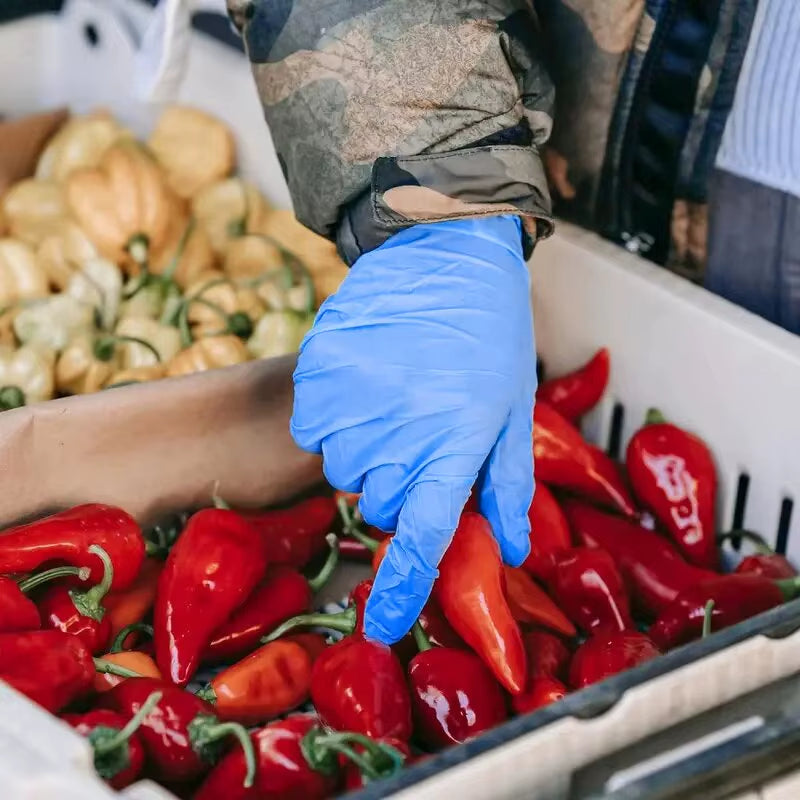 20/50/100PCS Blue Nitrile Gloves Disposable Household Cleaning Gloves for Kitchen Dishwashing Waterproof Latex Free Powder Free