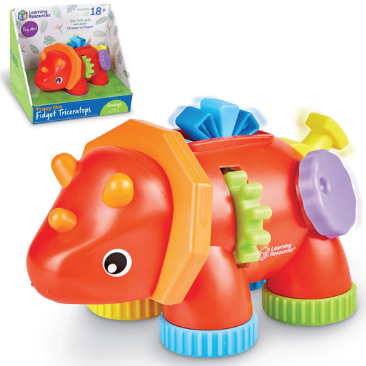 Tracy the Fidget Triceratops, Sensory Toys for Toddlers, Fine Motor Skills, Ages 18 Months+