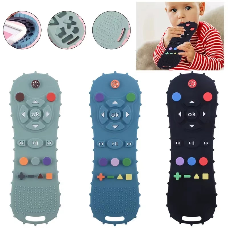 Novelty Silicone Simulation TV Remote Control Shape Soothing Toy Baby Food Grade Teaser Stick Children'S Sensory Education Toys