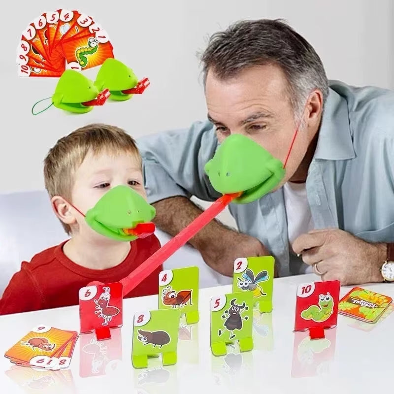 Board Games for Children Family Party Toys Frog Mask Wagging Tongue Lick Cards Antistress Funny Desktop Puzzle Game Toys