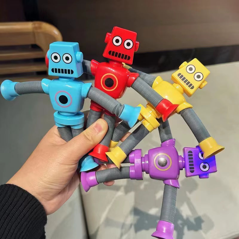 4/16PCS Pop Tubes Suction Cup Robot Toys Stress Relief Telescopic Robot Sensory Toys Bulk Funny Gift for Kids Boys Girls