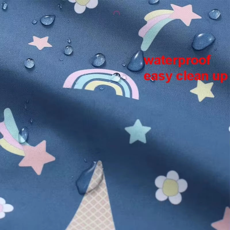 Waterproof Overalls Coverall Baby Feeding Table Highchair Baby Weaning Bibs Smock Apron Attaches to Highchair Long Sleeve Bibs