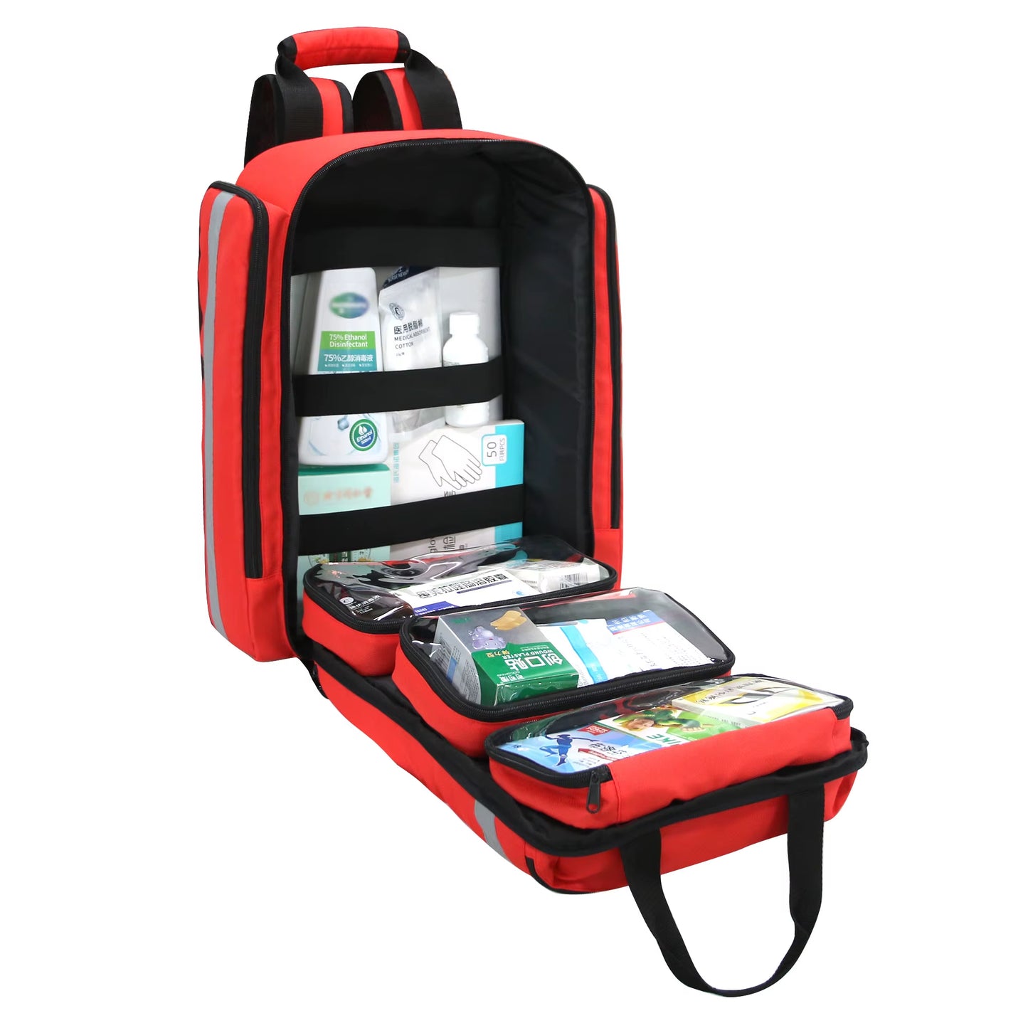 Outdoor Emergency First Aid Medical Bag Foldable and Lightweight Backpack Large Capacity Sorted Storage Survival Kits Bags