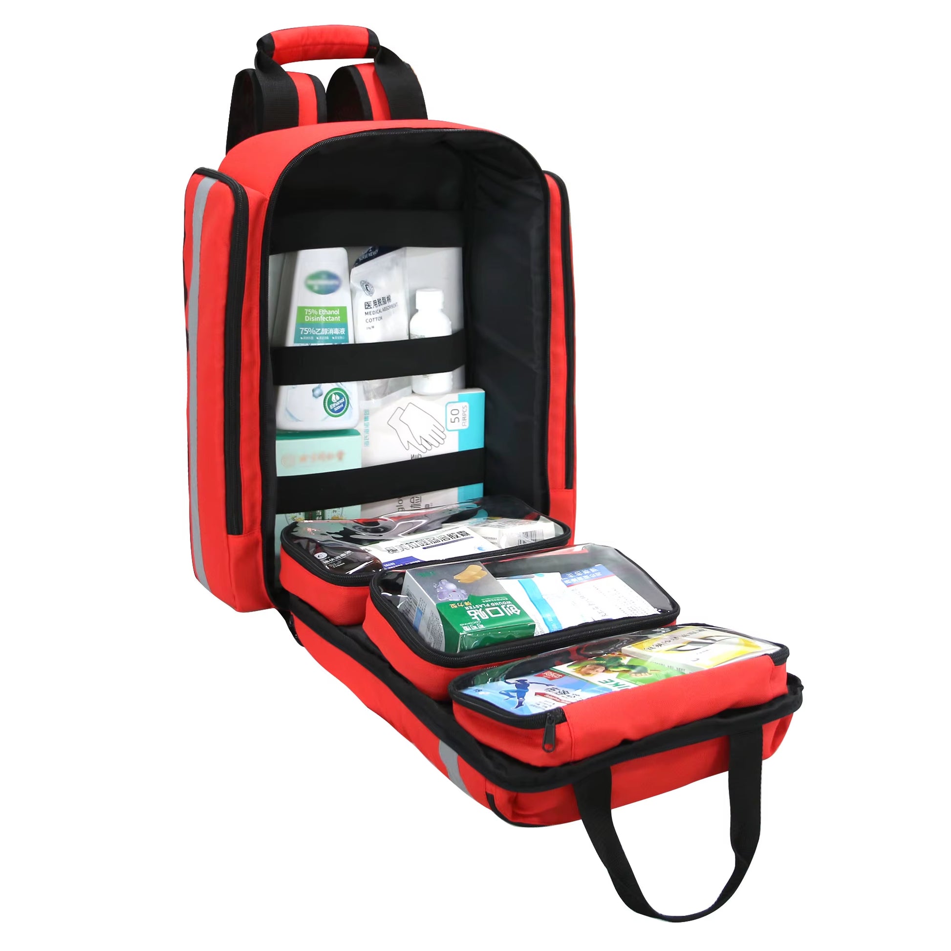 Outdoor Emergency First Aid Medical Bag Foldable and Lightweight Backpack Large Capacity Sorted Storage Survival Kits Bags