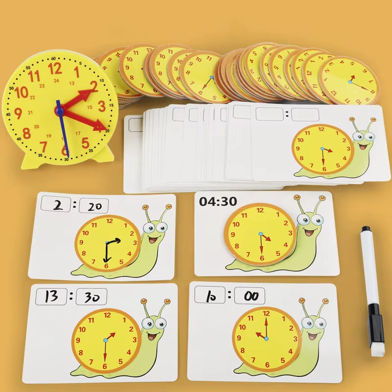 Children Montessori Clock Educational Toys Hour Minute Second Cognition Matching Puzzle Toys Kids Early Preschool Teaching Aid