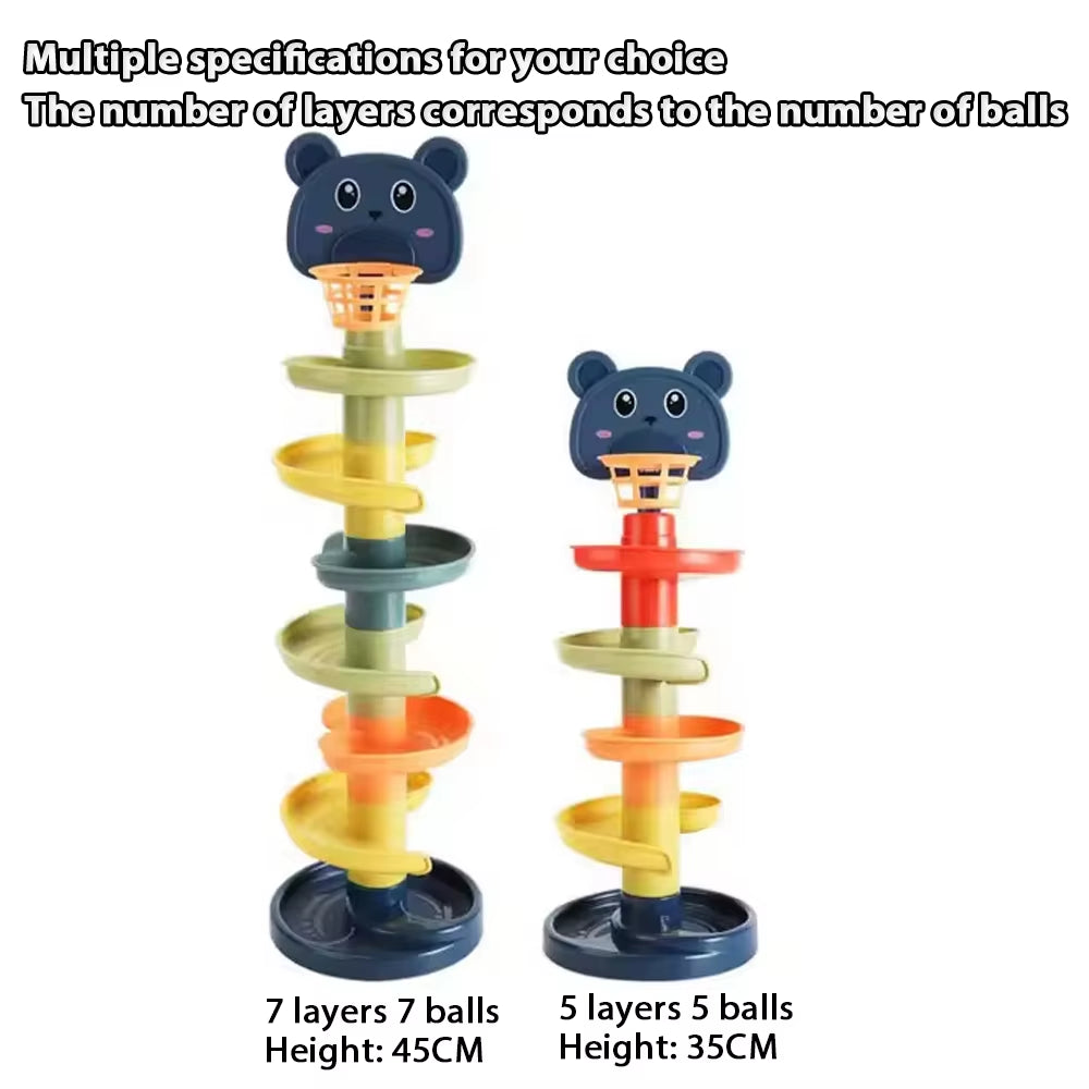 5/7 Layes Track Rolling Ball Pile Tower Early Educational Toy for Babies Rotating Track Educational Stacking Toy for Kids Gift