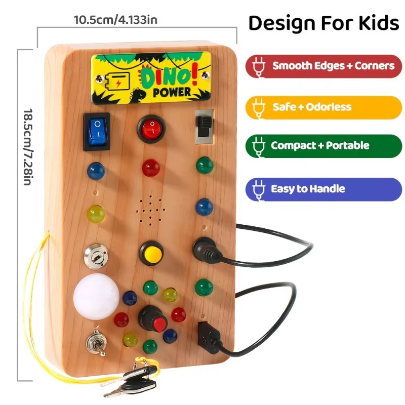 Children'S Montessori LED Light Busy Board Simulation Switch Power Board Light Button Intelligence Early Education Learning Toys