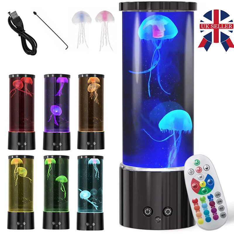 Jellyfish Lava Lamp LED Jellyfish Aquarium Mood Light 17 Color Jellyfish Lamp UK
