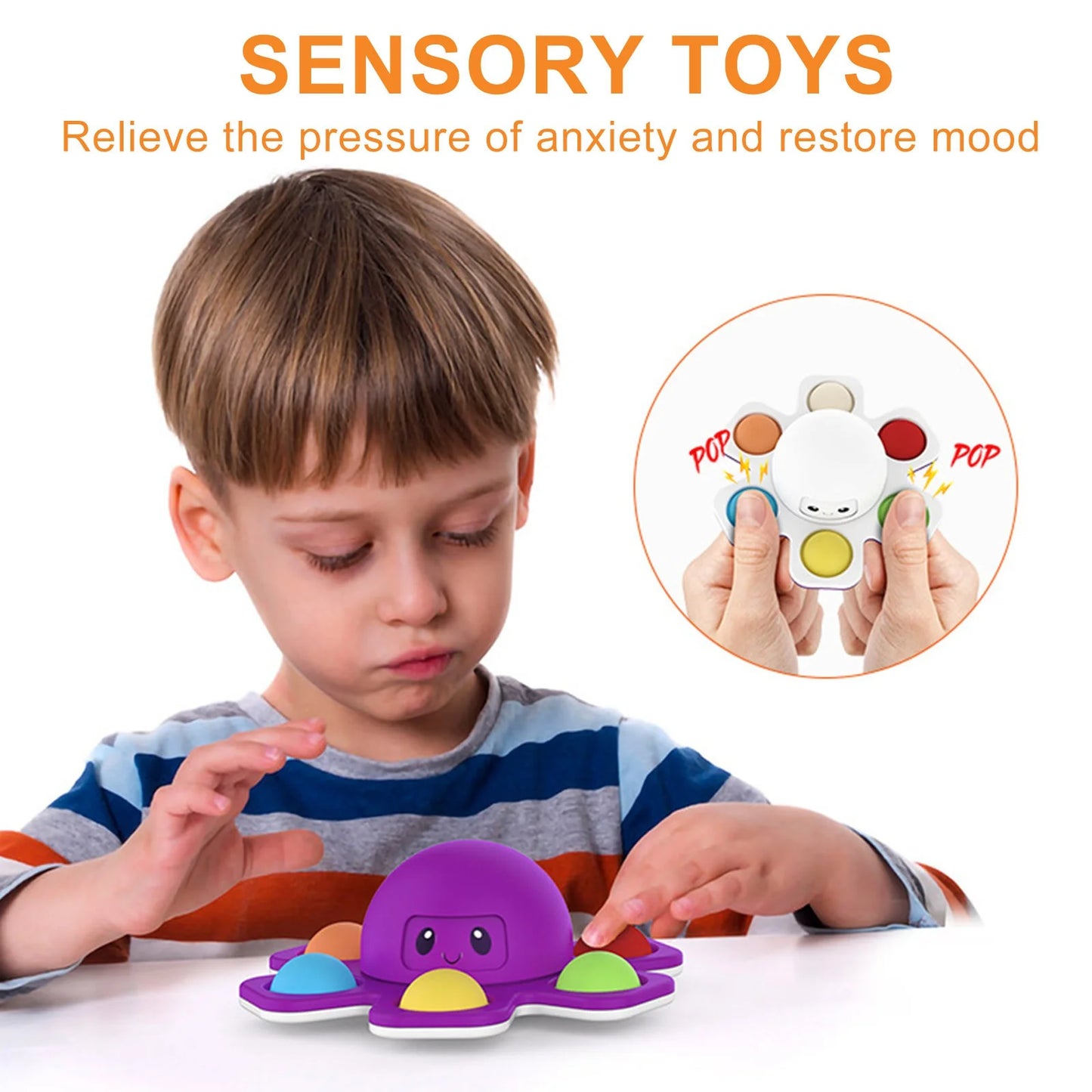 1PCS New anti Stress Push Bubble Fidget Spinner Face-Changing Sensory Toy Push Popete Spiner Stress Relief Fidget Toys for Kids