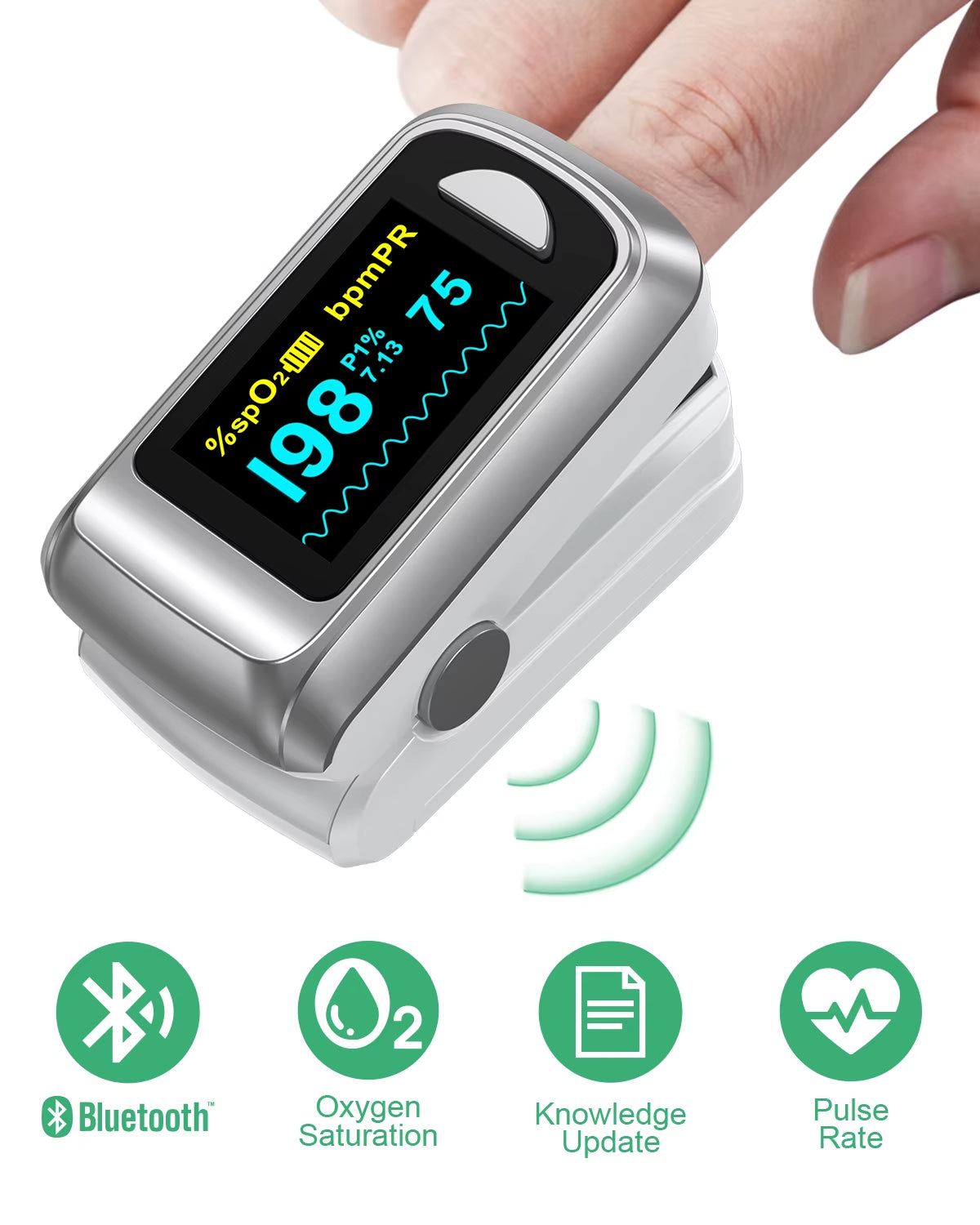 【Local Shipping】 Finger Pulse Oximeter Blood Oxygen Saturation Spo2 PI Oximetro Oxymeter Bluetooth APP Control