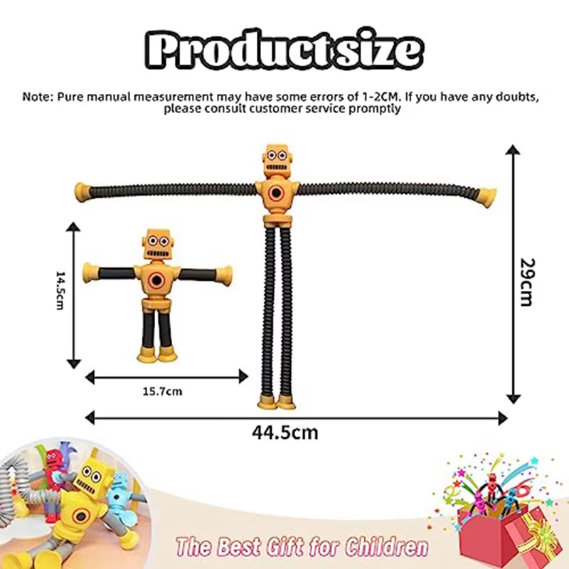 4/16PCS Pop Tubes Suction Cup Robot Toys Stress Relief Telescopic Robot Sensory Toys Bulk Funny Gift for Kids Boys Girls
