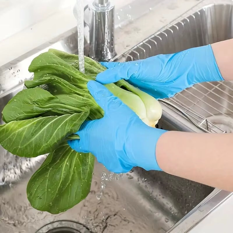 20/50/100PCS Blue Nitrile Gloves Disposable Household Cleaning Gloves for Kitchen Dishwashing Waterproof Latex Free Powder Free