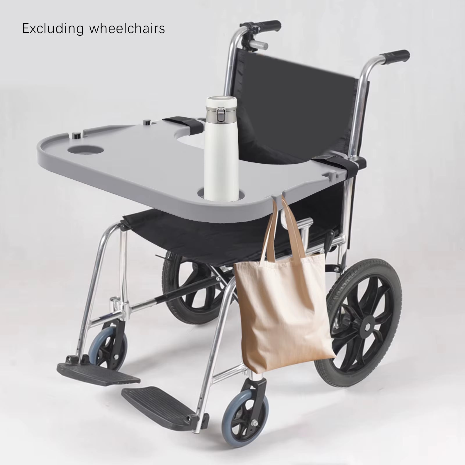 Wheelchair Lap Tray 80KG Load Adjustable & Removable Table Board W/ 2 Cup Holders Universal Fit Wheelchair Accessories