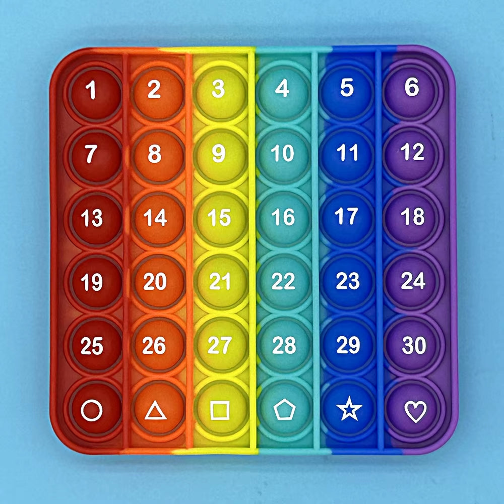 2Pcs/Pack Numbers Letters Alphabet Math Learning Fidget Toys Silicone Rainbow Square Circle Educational Toys for Kids