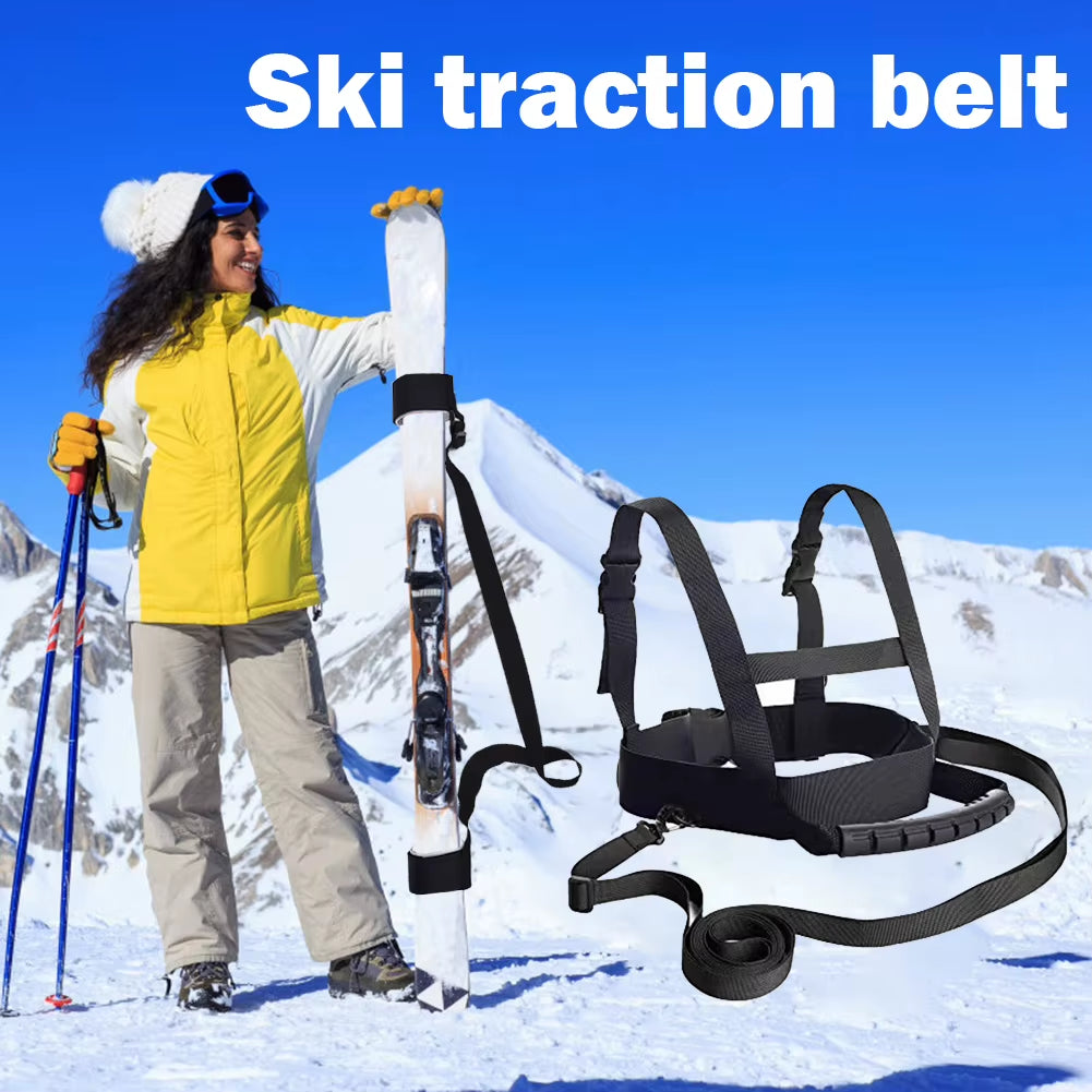 Kids Ski Safety Training Harness Belt with Handle Skating Skiing Rope Shoulder Strap Adjustable Anti-Fall Skating Traction Belt