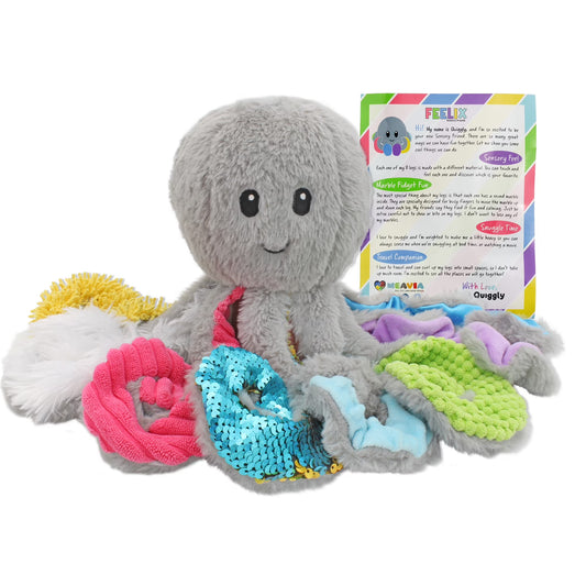 Sensory Octopus Plush Toy, Fidget Plush for Special Needs and Sensory Fun, Feelix Collection