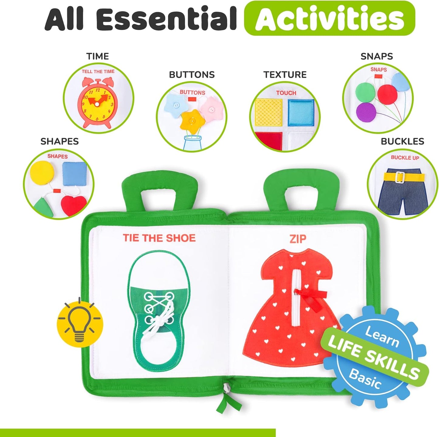 Montessori Busy Book Toddler Travel Toys 1-3, Activity Quiet Book Airplane Travel Toys for Toddlers 1-3, Busy Board with Car and Plane Activities, Boys & Girls