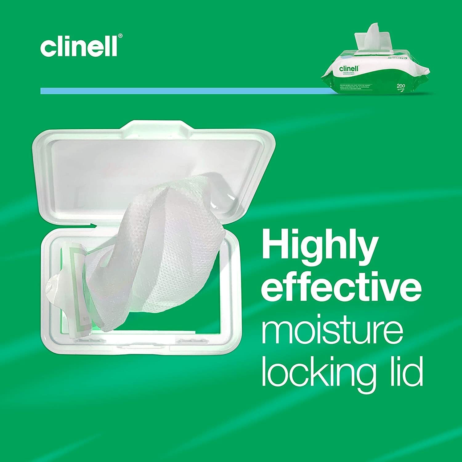 2 X CLINELL WIPES ANTIBACTERIAL WET WIPES KILLS 99.9% GERMS 200 WIPES per PACK